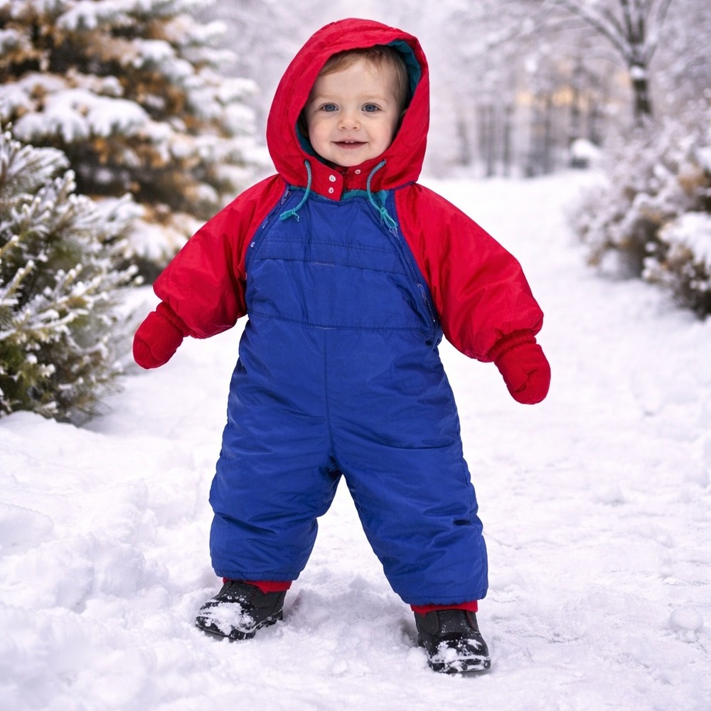 Baby Gap Vintage Insulated Snowsuit 12–18M Colorblock Red‎ Blue Teal Hooded